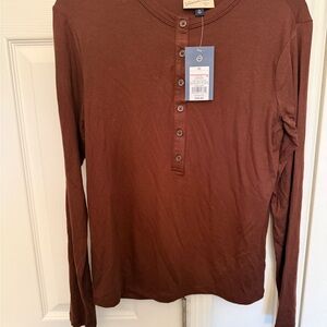 Universal Thread Men's Long Sleeve Henley - Rich Brown